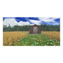 Barn in Wheat Field Photo Card photo cards