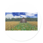 Barn in Wheat Field Round Stickers