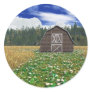 Barn in Wheat Field Round Sticker