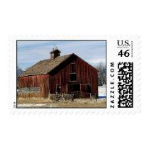 Barn In Winter Postage Stamp