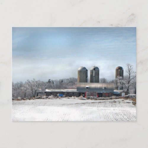 Barn in winter postcard