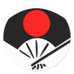 Barn Ogi Sensu Red Hinomaru, Japan Round Stickers