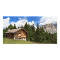 barn on Alpine pasture Customized Photo Card