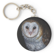 Barn Owl Bird Original Painting Art Key Chain