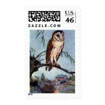 Barn Owl, Farmhouse and Barn Stamp