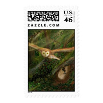 Barn Owl in Flight - Postage Stamp