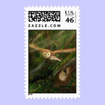 Barn Owl in Flight - Postage Stamp