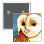 Barn Owl Leaf Lantern Button