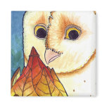 Barn Owl Leaf Lantern Magnet