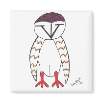 barn owl Square Fridge Magnet