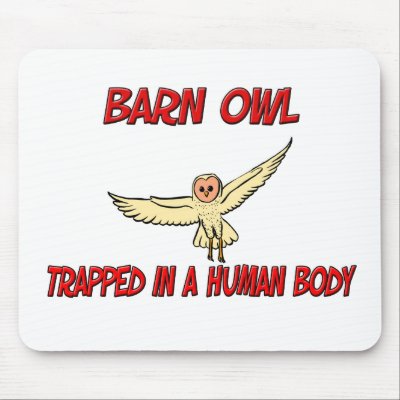 Barn Owl trapped in a human body Mouse Mats by AnimalShirts