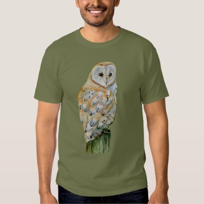 Barn owl watercolor tshirts