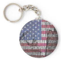 Barn Peeling Painted Patriotic American Flag Keychains