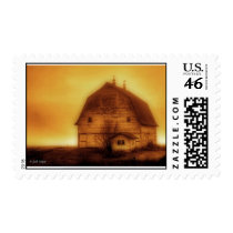barn sepia postage
