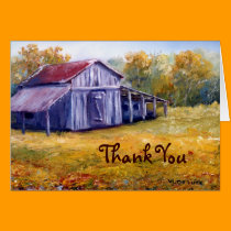 Barn Thank You Card Hand-Painted Art, Customize cards
