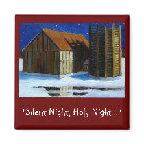 BARN, WINTER: CHRISTMAS MAGNET: ART by joyart BARN, WINTER: CHRISTMAS MAGNET: ART