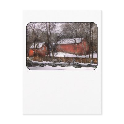 Barn - Winter in the Country Postcard by suburbanscenes