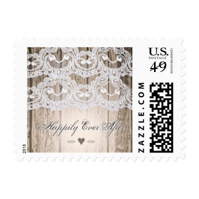 Barn Wood and Lace Heirloom Wedding Postage Stamp