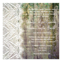 Barn Wood and Lace Square Wedding Invitations