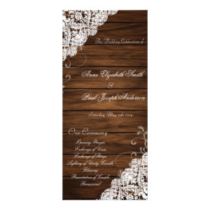 Barn Wood and Lace wedding program Rack Cards