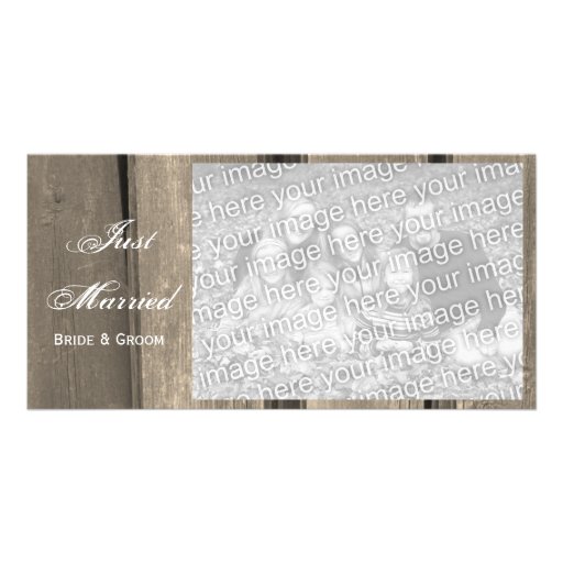Barn Wood Country Wedding Just Married Photo Card