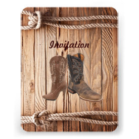 barn wood Cowboy Boots Western country Wedding Announcements
