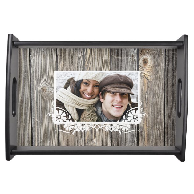 Barn Wood Look Custom Photo Service Trays-0