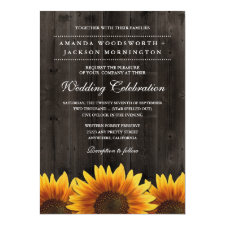 Barn Wood + Rustic Sunflower Wedding Invitations