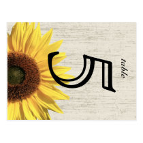 Barn Wood Sunflower Wedding Table Card postcards