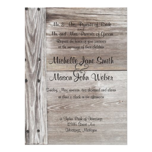 Barn wood wedding invitation