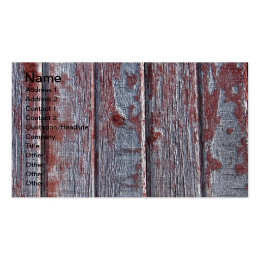 Barn Wood With Red Peeling Paint Business Card Template (front side)