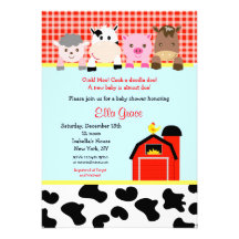 Barn yard Farm Barnyard Baby Shower Invitations