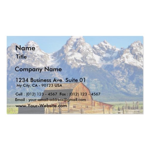 Barns Grand Tetons Mountains Business Card Templates (front side)