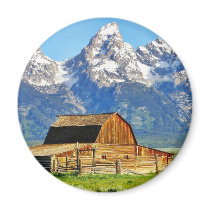 Barns Grand Tetons Mountains Fridge Magnets