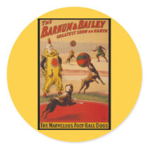 Barnum & Bailey Circus Foot-Ball Dogs Round Sticker