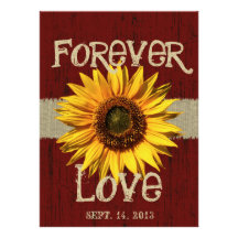Barnwood and Burlap Sunflower Wedding Personalized Invite