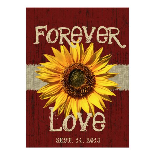 Barnwood and Burlap Sunflower Wedding Personalized Invite