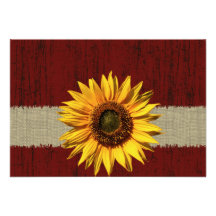Barnwood and Burlap Sunflower Wedding RSVP Invitation