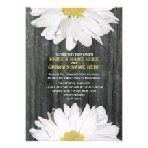 Barnwood and Daisy Wedding Invitation