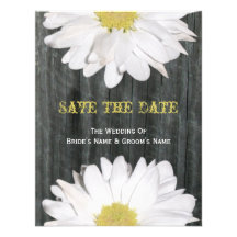 Barnwood and Daisy Wedding Save The Date Custom Invites