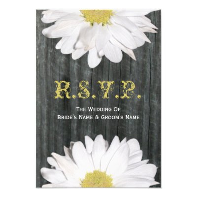 Barnwood and Daisy Wedding Small RSVP Invitation