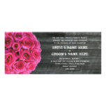 Barnwood and Hot Pink Roses Wedding Invitation