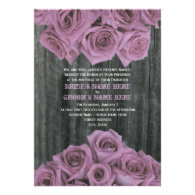Barnwood and Pink Roses Wedding Invitation