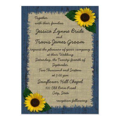 Barnwood and Sunflower Wedding Card