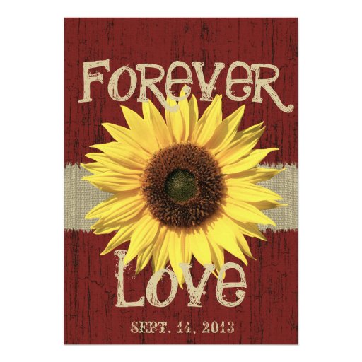 Barnwood and Sunflower Wedding Custom Invites