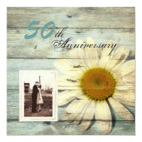 barnwood country daisy 50th wedding anniversary card