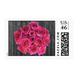 Barnwood & Hot Pink Roses stamp