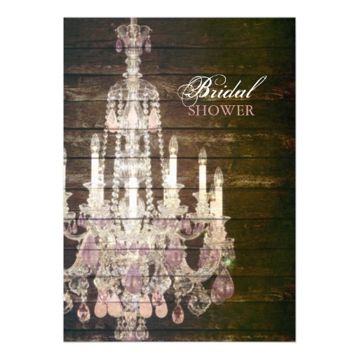 barnwood purple chandelier vintage bridal shower invitations