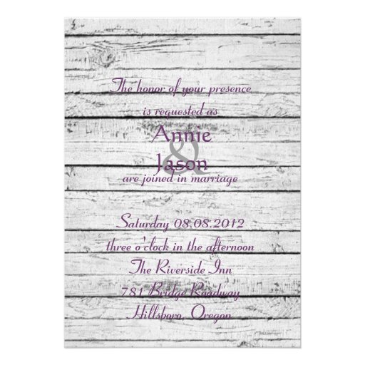 Barnwood purple daisy Country Wedding Invitation