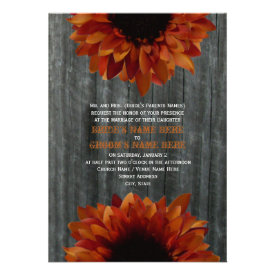 Barnwood & Sunflower Fall Wedding Invitation